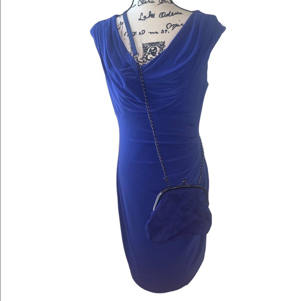 Ralph Lauren dress . Cobalt , Royal blue . 95% polyester. Ruched , size 12